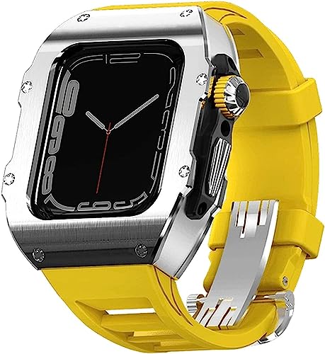 LYLXSF Edelstahl RM Watch Hülle Fluor Gummi -Gurt für 49 mm Titanlünetten Schockproofes Training Band für Frauen Männer, für iWatch 8 49mm von LYLXSF