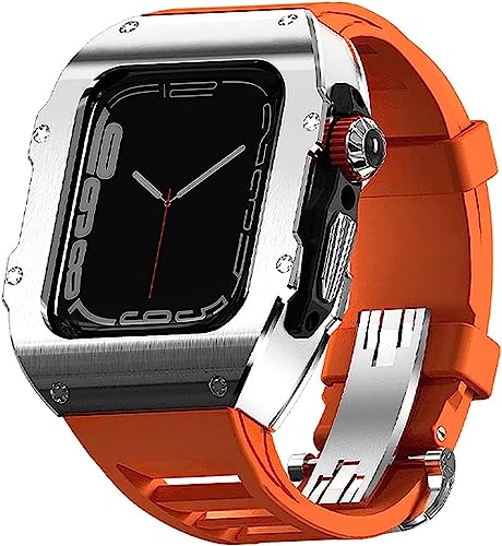 LYLXSF Edelstahl RM Watch Hülle Fluor Gummi -Gurt für 49 mm Titanlünetten Schockproofes Training Band für Frauen Männer, für iWatch 8 49mm von LYLXSF