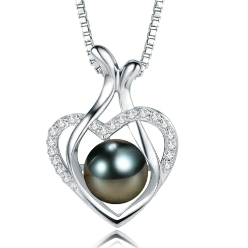 LYLXSF Geschenke für Frau Jubiläum Mütter Tag-Tahitian Black Pearl Halskette Gift für Frauen Hochzeits Geburtstagsmomom-Freundin ihre Valentinstag Weihnachten Schmuckgeschenke von LYLXSF