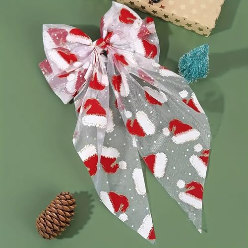 Haarspangen mit Weihnachtsmannmütze, großer langer Schwanz, Metallschleife, Haarspangen, niedliches Haar-Accessoire für Damen, Weihnachtsfeier, Frisur-Dekorationen, 1 Stück Haarspangen mit Weihnachtsmannmütze, großer langer Schwanz, Metallschleife, Haarspangen, niedliches Haar-Accessoire für Damen, Weihnachtsfeier, Frisur-Dekorationen, 1 Stück von LYLYNB
