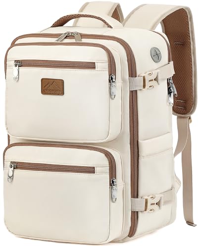LYNXCHER Rucksack Easyjet Handgepäck 45x36x20 Klein Handgepäck Flugzeug Schwarz Reiserucksack 30L Backpack mit 15.6 Zoll Laptop Rucksack Eurowings für Herren Damen (Beige Weiß,M) von LYNXCHER