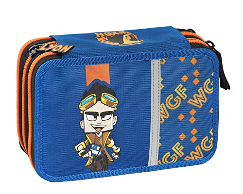 LYON GAMER - Schulbriefpapierkoffer mit benutzerdefiniertem Metallzug und Netzdetails - kleines Federmäppchen für Kinder und Mädchen für mittlere und elementare, Mehrfarbig, Lässig mit Cartoon-Muster von Franco Cosimo Panini