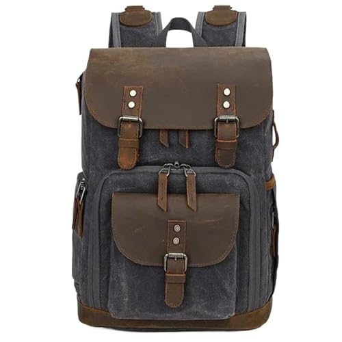 Canvas-Rucksack Herren Vintage Trekking-Rucksack Klassischer Rucksack aus gewachstem Canvas Kleiner Rucksack for Männer Stilvoller Canvas-Rucksack Robuster Rucksack for die Schule Outdoor-Canvas-Rucks von LYP-DEINEOMGS