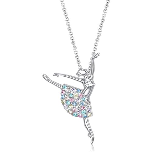 LYQNIHOB 1 pcs Silberne Halskette mit tanzender Ballerina-Anhänger - Charmantes Ballett-Geschenk für Mädchen in eleganter Optik - Überraschen Sie mit stilvollem Schmuck von LYQNIHOB