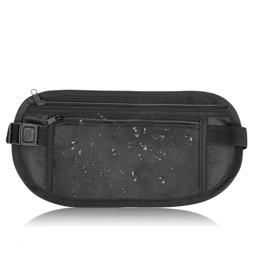 LYQNIHOB 1x Diebstahlsichere Bauchtasche mit Abdeckung für Reisepass, als Brustbeutel für Damen und Herren, Anti-Diebstahl Tasche für Sport, Joggen & Reisen (Schwarz) von LYQNIHOB