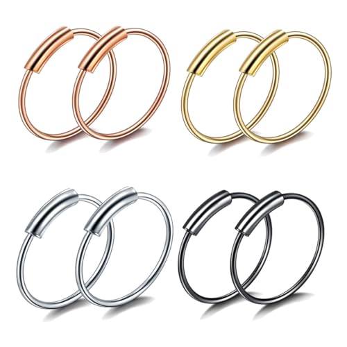 LYQNIHOB 8 Piercing Nasenringe Nasen Hoops, Nasenring Hoop, Nasenpiercing Ring in Gold mit Scharnier, Nasenring Septum Clicker Piercings, Lippenring für Männer und Frauen, Body Piercing Schmuck, von LYQNIHOB