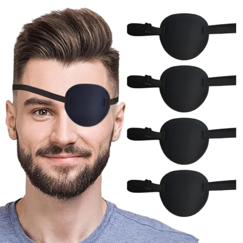 LYQNIHOB Augenklappe, 4Stück Verstellbare Augenklappe, Erwachsene Kinder Augenpflaster, bequeme Augenklappen, Verstellbare Piraten-Augenklappe Für Augen Faule Amblyopie Und Cosplay, Täglicher Gebrauch LYQNIHOB Augenklappe, 4Stück Verstellbare Augenklappe, Erwachsene Kinder Augenpflaster, bequeme Augenklappen, Verstellbare Piraten-Augenklappe Für Augen Faule Amblyopie Und Cosplay, Täglicher Gebrauch von LYQNIHOB