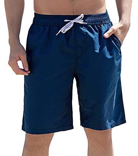 LYRIKER Badehosen für Herren Badeshorts Männer Badehose Lang Navy L von LYRIKER