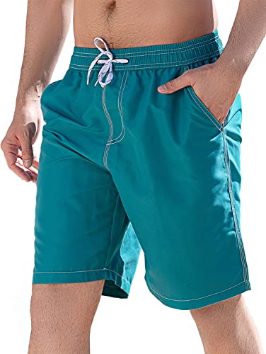 LYRIKER Badehose Herren Badeshorts Männer Badehosen Boardshorts Quick Dry, Grün L von LYRIKER