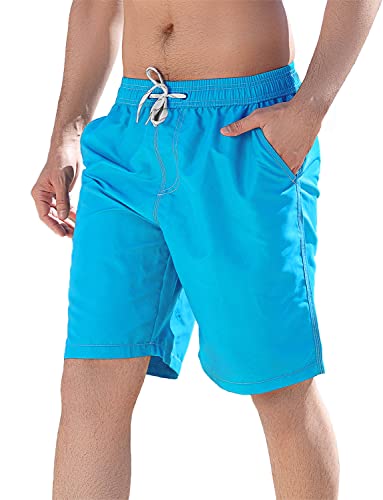 LYRIKER Badehose Herren Lang Badeshorts für Männer Sommer Locker Badehosen Blau M von LYRIKER