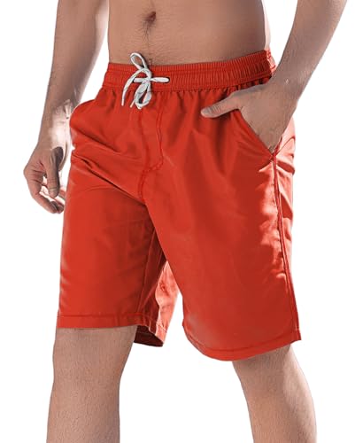 LYRIKER Badehose Herren Lang Schwimmhose Männer Boardshorts Bademode Schwimmshorts Trunks für Schwimmen Baden Wassersport Strand Badeshorts Orange XL von LYRIKER