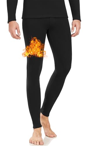 LYRIKER Extra Dick Winter Lange Unterhose Thermo Unterteil Leggings Herren Thermounterhose mit Futter Schwarz XXL von LYRIKER