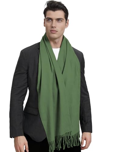LYRIKER Schal Herren Winter Groß Halstuch Männer Schals aus Baumwolle Armee Grün von LYRIKER