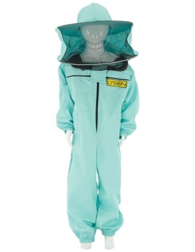 LYSON Kinderanzug mit abnehmbaren Hut Kinderoverall mit Schleier Kinderimkeranzug Schutzkleidung für Kinder, Imker Anzug Imkeranzug Schutz vor Bienen Türkis Grösse 152 von LYSON