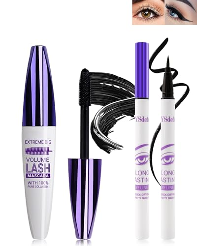 5D Schwarz Seidenfaser Mascara und Flüssiger Eyeliner set,Wasserfester & Wischfester liquid Eyeliner,Langlebige Volumizing Curling Verlängerung Wimpern Wimperntusche für Party Bunt Augen Makeup-1Black 5D Schwarz Seidenfaser Mascara und Flüssiger Eyeliner set,Wasserfester & Wischfester liquid Eyeliner,Langlebige Volumizing Curling Verlängerung Wimpern Wimperntusche für Party Bunt Augen Makeup-1Black von LYSdefeu