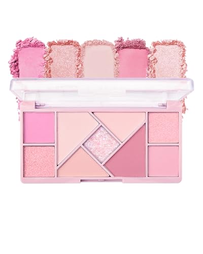 9 Farben Matt Glitzer Lidschatten Palette, Langanhaltende Pigmentierte Augen Palette, Metallisch Schimmernde Finish, Eyeshadow Pink Wasserfester Make Up Vegan, für Schminke Mädchen und Frauen-03 von LYSdefeu