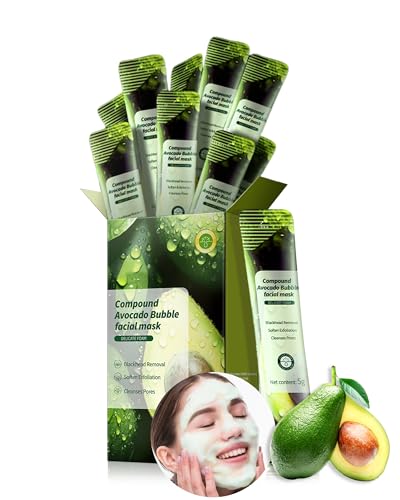 Avocado Bubble Mask,Blackhead Remover Purifying Masque,Porenreiniger Gesicht,Gesichtsmaske Frauen et Männer,Centella Asiatica and Complex Acids,Hydrate Improve Rough Skin, Smooth Complexion,12pcs von LYSdefeu