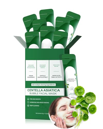 Centella Bubble Mask,Blackhead Remover,Moisturising Hydrate,Poren Verkleinern,Gesichtsmaske Frauen et Männer,Hydrate Centella Asiatica Soothingthe Skin,Improve Rough Skin,Smooth Complexion,12pcs von LYSdefeu