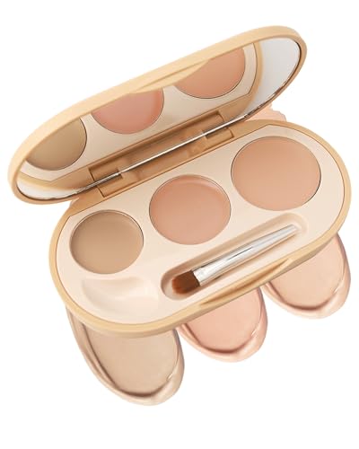 Cream Full Cover Concealer Palette, 3 in 1 Concealer Creme Waterproof Long Lasting,Concealer Augenringe Cover Blemishes & Altersflecken, betont Konturen, Contour Multi Use Makeup Palette for Frauen-01 von LYSdefeu