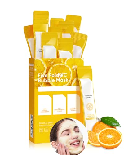Five Fold VC Bubble Mask,Blackhead Remover Purifying Masque,Porenreiniger Gesicht,Gesichtsmaske Frauen et Männer,Centella Asiatica and Niacinamide,Hydrate Improve Rough Skin, Smooth Complexion,12pcs von LYSdefeu