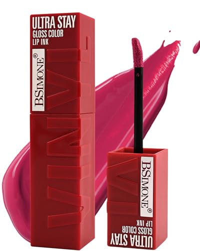 Flüssiger Lippenstift Glänzend, Non-Transfer Liquid Lipstick Langanhaltender Wasserfester Nicht Klebender, SuperStay Glossy Natürlich Finish Vinyl Ink Lippen Make Up mit 16 Stunden Halt für Frauen-04 von LYSdefeu