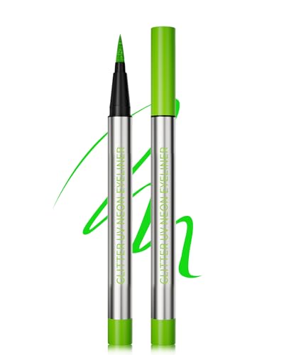 Glitter Flüssiger Eyeliner Wasserfest, UV Neon Liquid Eyeliner Hält,Metallic Glitzer Bunt Langanhaltend, Einfache Anwendung und Hochpigmentierter, Trocknend Kreiert Definierte Linien,Vegan-05 Grün von LYSdefeu