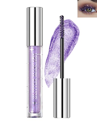Glitter Mascara-1 Farben Lila 4D Glitzer Wimperntusche, Glänzende Diamant Langlebige Volumizing Curling Verlängerung Wimpern, wasserdicht langlebig Wischfester Schimmern Augen Makeup Für Frauen-Purple von LYSdefeu