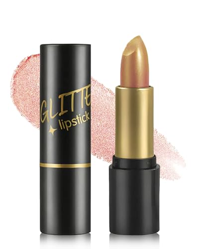 Glitzer Lippenstift, Gold Metallic Diamond Glossy, Rouge a Levre Sans Transfert, Cremige Textur, Langanhaltend Feuchtigkeitsspendende,Hochpigmentiert Vegan, Lipgloss Für Frauen Halloween Make Up-02 von LYSdefeu