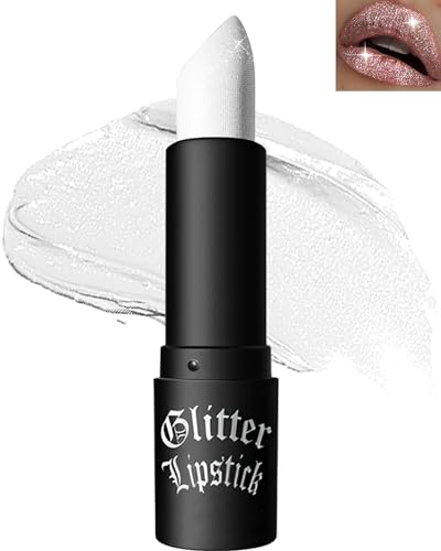 Glitzer-Lippenstift, Wasserdichter Lang anhaltender Lipgloss, Diamond Metallic Funkelnder Matt Lippenstift, Matte Glitter Lipstick Lip Gloss für Frauen Lippen Make-up, Geschenk zum Frauentag-01 Weiß von LYSdefeu