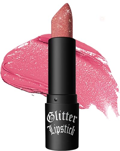 Glitzer-Lippenstift, Wasserdichter Lang anhaltender Lipgloss, Diamond Metallic Funkelnder Matt Lippenstift, Matte Glitter Lipstick Lip Gloss für Frauen Lippen Make-up, Geschenk zum Frauentag -02 Rosa von LYSdefeu