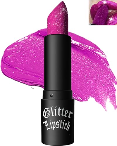 Glitzer-Lippenstift, Wasserdichter Lang anhaltender Lipgloss,Diamond Metallic Funkelnder Matt Lippenstift,Matte Glitter Lipstick Lip Gloss für Frauen Lippen Make-up,Geschenk zum Frauentag -04 Rose Rot von LYSdefeu