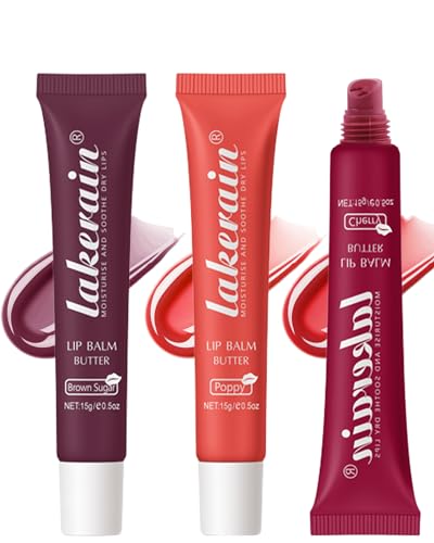 Hydrating Lip Balm Set-3 Farben Getönter Lipbalm, Veganer Lippenpflegestift, Glossy feuchtigkeitsspendender Lip Treatment Lippenbalsam, Nährende Lippenpflege zur Aufhellung von Lippenfältchen-Set B von LYSdefeu