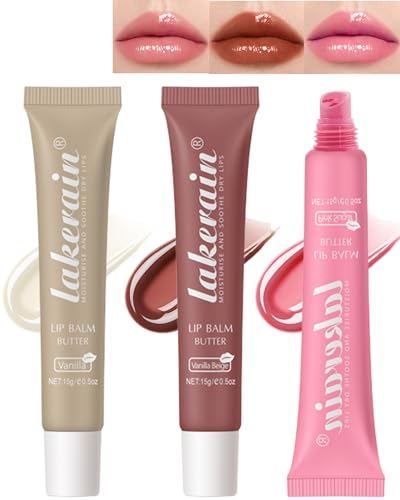 Hydrating Lip Balm Set-3 Farben Getönter Lipbalm, Veganer Lippenpflegestift, Glossy feuchtigkeitsspendender Lip Treatment Lippenbalsam, Nährende Lippenpflege zur Aufhellung von Lippenfältchen-Set A von LYSdefeu