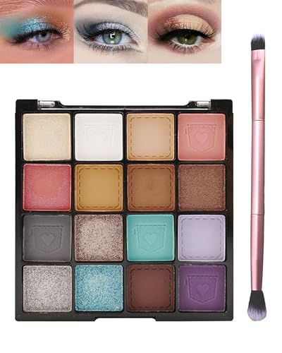 Lidschatten Palette-16 Farben Lidschatten Matt Schimmernde und Pinsel,Eyeshadow Palette Wasserfestes langanhaltendes,Bunt Lidschattenpalette mit hochpigmentierten Farben für verführerische Augen-Set04 Lidschatten Palette-16 Farben Lidschatten Matt Schimmernde und Pinsel,Eyeshadow Palette Wasserfestes langanhaltendes,Bunt Lidschattenpalette mit hochpigmentierten Farben für verführerische Augen-Set04 von LYSdefeu