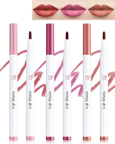 Lip Tint Stain Marker Pen Set-3pcs Wasserfester Matte Marker Lipliner, Long Lasting Colour Lippenstift, Hochpigmentierter Lippenkonturendtift,No-Transfer Lipgloss, Natürlicher Tattoo Matt Effekt-2+4+5 von LYSdefeu