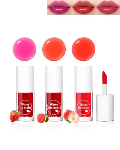 Lip Tint Stain Set-3 Farben Mini Flüssiger Lippenstift,Feuchtigkeitsspendendes leicht weich Lipgloss Wasserfest Langanhaltende Non-Stick Cup,Lippen Wangen Makeup für Frauentag Muttertag-3+4+6 von LYSdefeu