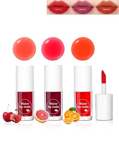 Lip Tint Stain Set-3 Farben Mini Flüssiger Lippenstift,Feuchtigkeitsspendendes leicht weich Lipgloss Wasserfest Langanhaltende Non-Stick Cup,Lippen Wangen Makeup für Frauentag Muttertag-1+2+5 von LYSdefeu