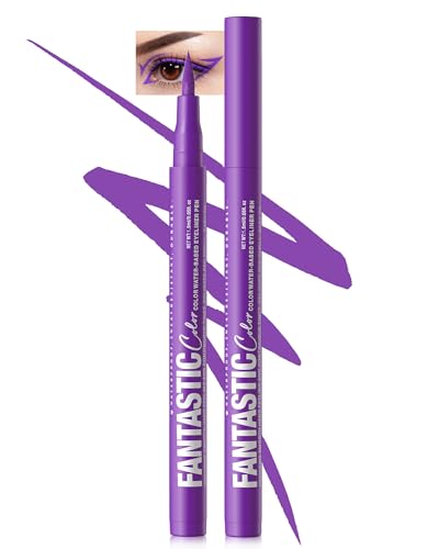 Mattes Liquid Eyeliner Pen Wasserfest,Bunt Eyeliner Pen Stift Hält 24 Stunden+,Pigmented With Long-lasting,Smudgeproof,Ultrapigmentiert,Schnell Trocknend Kreiert Definierte Linien,Veganer-07 Lila von LYSdefeu