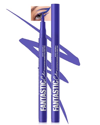 Mattes Liquid Eyeliner Pen Wasserfest,Bunt Eyeliner Pen Stift Hält 24 Stunden+,Pigmented With Long-lasting,Smudgeproof,Ultrapigmentiert,Schnell Trocknend Kreiert Definierte Linien,Veganer-08 Blau von LYSdefeu