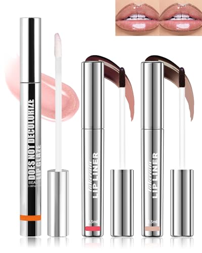 Peel Off Lip Liner Stain und Shimmering Lipgloss Set-2 Peel Off Matte Lip Liner & 1 Glänzender Lipgloss,Abziehbarer Tattoo Magic Color Lippenfleck,Glänzender langanhaltender Flüssiger Lippenstift-3+4 von LYSdefeu