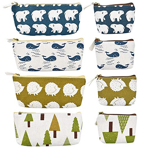 LYTIVAGEN 8 Stück Leinwand Federmäppchen Bleistiftbeutel Süße Bleistift Tasche Segeltuch Mäppchen Mädchen Federtasche Stiftemäppchen mit Reißverschluss Kleine Kosmetiktasche für Schule, Büro von LYTIVAGEN