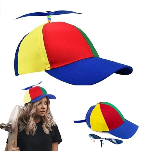 LYTIVAGEN Propeller Mütze Bunte Patchwork Hut 57-61cm Baseball Lustige Helikopter Kappe Baseballmütze, Cap Hubschrauber Mütze für Erwachsene Kinder von LYTIVAGEN