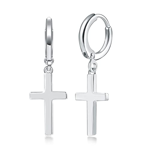 1 Paar Silber Creolen Silber 925 Klein für Damen | Kreuz Klein Ohrringe mit Anhänger Kreuz Klein Knorpel Creolen Ohrringe Set Piercingschmuck Weihnachten für Damen Herren von LYTOPTOP