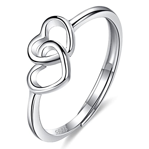 925 Sterling Silber Ring Herz Verstellbar Ringe Silber Schmuck für Damen Frauen Freundin Mädchen Schwester Mutter Geburtstag Geschenke von LYTOPTOP