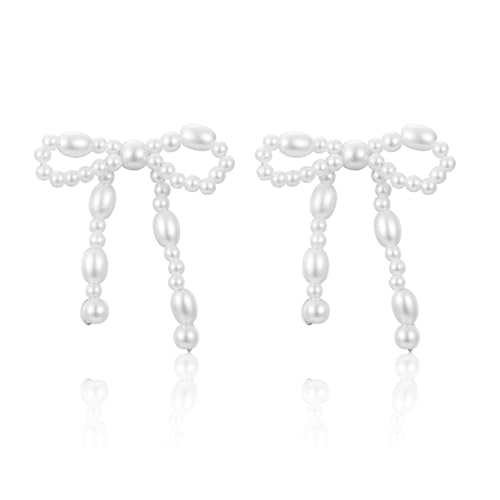 Bow Earrings, Schleifen Ohrringe für Damen Girls, Perlenohrringe Silber Schleifen Schmuck Frauen Geschenke von LYTOPTOP