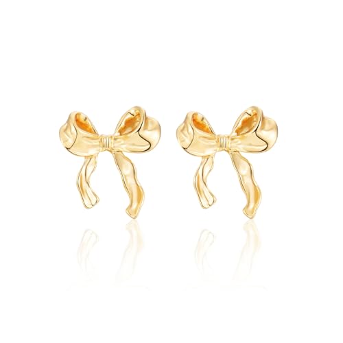 Bow Earrings, Gold Bogen Ohrstecker Schleifen Ohrringe für Damen Vergoldet Schmuck Frauen Geschenk von LYTOPTOP