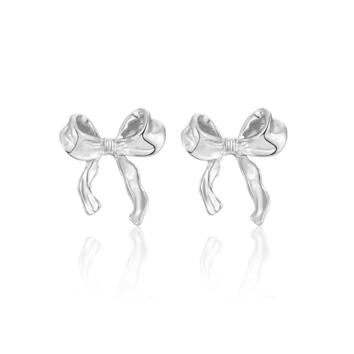 Bow Earrings, Silber Bogen Ohrstecker für Damen, Schleifen Ohrringe Schmuck Frauen Geschenk von LYTOPTOP