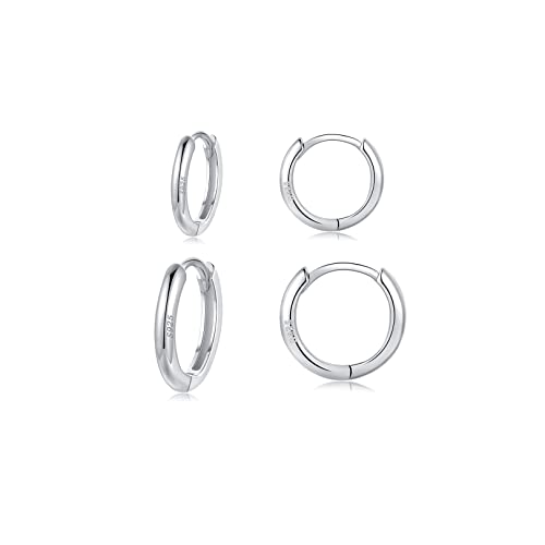 Creolen Silber 925 Klein Ohrringe Set für Damen Herren 8/10mm- Silber Klein Huggies Creolen Silber Damen Sterling Silber Pfosten Ohrringe Set Schmuck Geschenke für Oktoberfest Damen Herren von LYTOPTOP