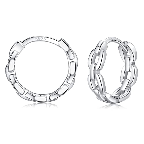 Creolen Silber Ohrringe für Damen, 925 Sterling Silber Klein Huggie Hinged Ohrringe, Hypoallergenic 10mm Knorpel Schlafen Ohrringe Piercings Schmuck für Frauen Mädchen Männer von LYTOPTOP