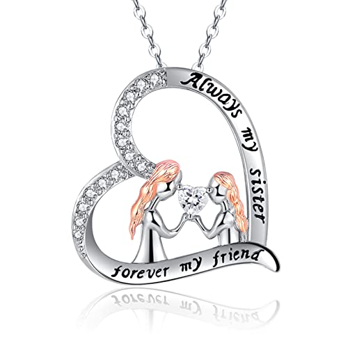 Herz Halskette Damen 925 Ketten | Schwester Silberkette Geburtstag Freunde Zwei Herzen Kette Silber Damen Ketten Schmuck Damen Geschenk für Frauen Mutter Weihnachten Geburstag mit Geschenkbox von LYTOPTOP